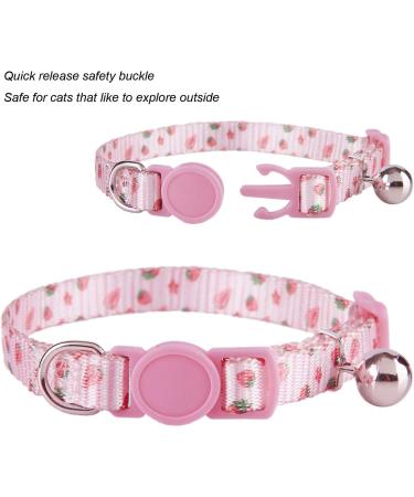 YUDOTE Cat Collars Pack of 2 Colorful Printed Basic Strong Girls Cat Collar Quick Release with Removeable Bell Pink Purple 19-28cm (Pakc of 2) Pink+Purple - Buy Online on SooperMarket.com