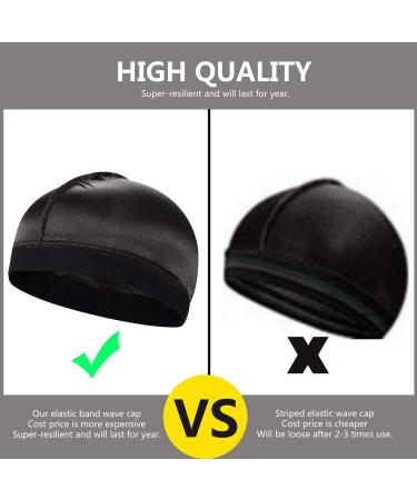 2PCS Men's Silky Stocking Wave Cap Set for Good Compression Over Durag - Black (Thick Hair Style) - Buy Online on SooperMarket.com