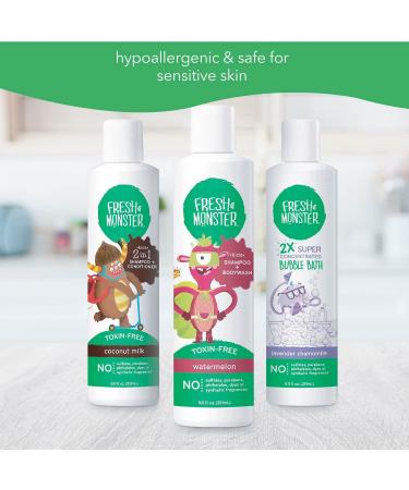 Fresh Monster Kids & Baby Gift Set - Natural Toxin-Free Shampoo, Conditioner, Body Wash, Bubble Bath - 3 Piece Set - 8.5oz Each - Buy Online on SooperMarket.com