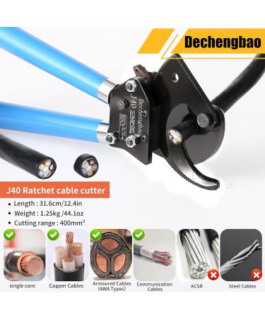 Dechengbao J40 Heavy Duty Ratchet Cable Cutter for Aluminum and Copper Cables up to 400mm - Buy Online on SooperMarket.com