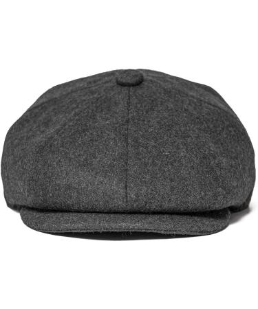 JANGOUL Men Wool Blend Newsboy Cap Tweed Cabbie Hat Snap Brim Dark Grey 7 3/8 - Buy Online on SooperMarket.com