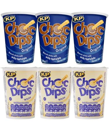 Chocolate Biscuit Stick & Choc Dip 28g x3 With Chocolate White Biscuit Stick & Choc Dip 28g x3 - Bundle Consisting of KP Dips x6 Pack
