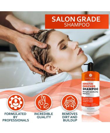BELLISSO Keratin Enriched Shampoo - Sulfate and Paraben Free - Anti Frizz Treatment for Women and Men - Salon Repair with Silk Protein - For Dry, Frizzy, Damaged, and Color Treated Hair - Buy Online on SooperMarket.com