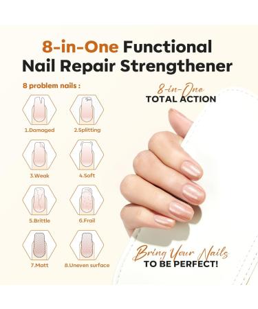 Modelones 15ml 8-in-1 Nail Strengthener & Ridge Filling Base Coat Nail Polish Repair Kit Nail Growth Treatment for Thin and Damaged Nails Gold Glow - Buy Online on SooperMarket.com