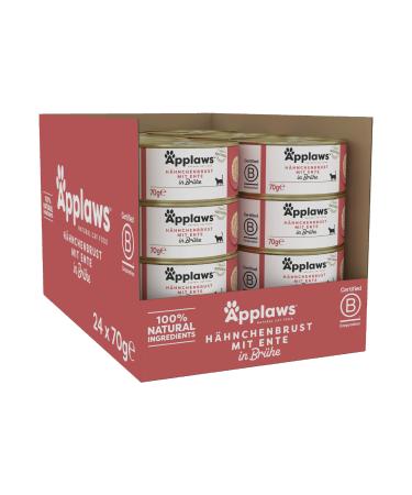 Applaws Premium Natural Wet Cat Food Chicken with Duck in Broth 70g Can (24x70g) Chicken Breast with Duck in Broth 70 g (Pack of 24)