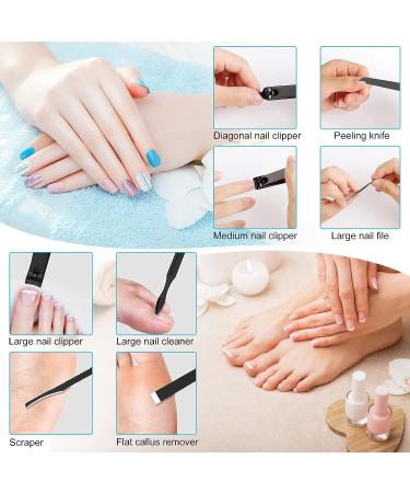 High Precision Stainless Steel Nail Clippers Set with Nail File, Scissors, and Manicure Pedicure Kit in Portable Case - Gray/Blue (25 in 1) - Buy Online on SooperMarket.com