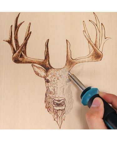 YIHUA 930-IV Pyrography Wood Burning Pen Kit - Adjustable Temperature - Power Switch - Heat Deflector - Rubber Grip - 13PCS Accessories - Stencil - Wood Pieces - Ideal for Woodburning DIY Crafts - Buy Online on SooperMarket.com
