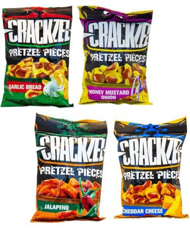VIMIX Crackzel Cheddar Jalapeno Honey Mustard Onion Garlic Bread Pretzels 85g - 04 Mixed Bags - Buy Online on SooperMarket.com