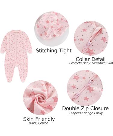 MAMIMAKA Baby Girls 6-9 Months Footed Pajamas - Hedgehog, Fox, Stars Design - Buy Online on SooperMarket.com