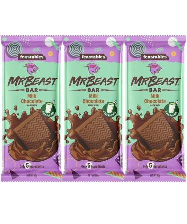 Milk Chocolates Bundle With Feastables Milk Chocolate Bar 60g (3 Pack)