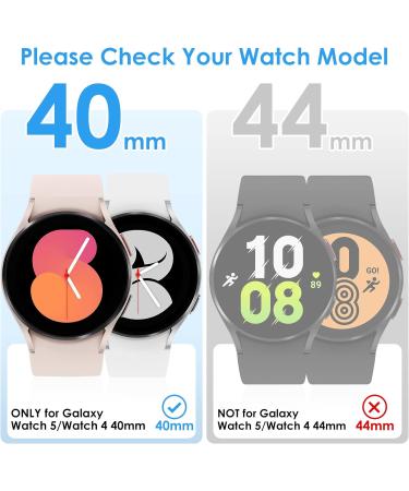 3 Pack Galaxy Watch 5/4 40mm Screen Protector & Bumper Case - Compatible with Samsung Watch5 / Watch4 - Black/Silver/Rose Gold - Buy Online on SooperMarket.com