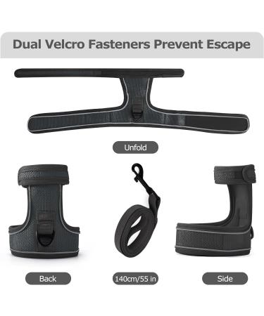 HEYWEAN Cat Harness and Leash Set - Escape Proof Kitten Harness for Outdoor Walking - Adjustable and Reflective - Dark Grey - Sizes S, M, L - Buy Online on SooperMarket.com