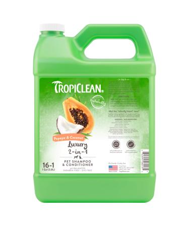 Tropiclean shampoo for pets- luxury 2 in 1- cleans donates moisture maintains skin & fur for dogs & cats i parabic dye and soap-free- papaya & coconut 3.78 l 2-in-1 shampoo & Conditioner 3.78Liter Papaya 2-in-1