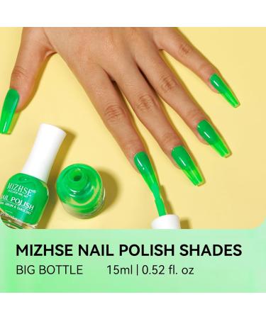 MIZHSE Quick Dry Neon Green Nail Polish - Water-Based 15ml High Gloss Manicure Lacquer for DIY Nail Art & Salon Use - Ideal Gift - Buy Online on SooperMarket.com