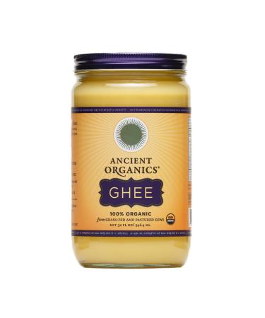 Ancient Organics Ghee Organic Grass Fed Ghee Butter – Gluten Free Ghee Clarified Butter Vitamins & Omegas Lactose Reduced 100% Certified Organic Kosher USDA Certified – 32 Fl Oz (Pack of 1)