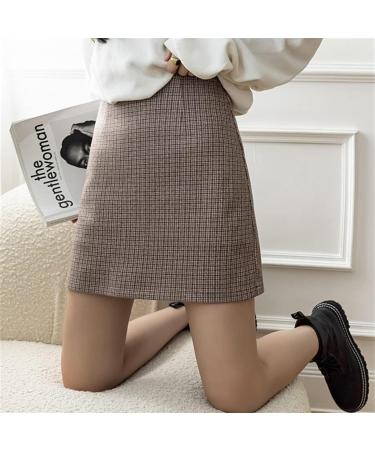 Wool Plaid Mini Skirt for Young Women | Casual A-Line Fashion | Autumn & Winter Gray Short Skirt - Buy Online on SooperMarket.com