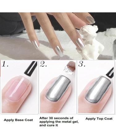 Silver Nail Polish Glitter Chrome Metallic Nail Varnish Quick Dry Breathable Holographic Metal Mirror Effect Nail Polish No UV Needed Nail Polish Nail Art DIY Nail Salon for Women Girls at Home - Buy Online on SooperMarket.com