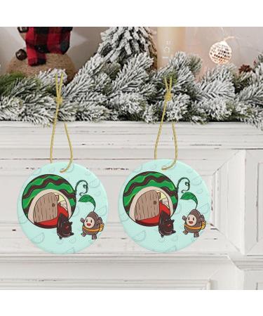 YYHHAOFA Sunflower Seeds Watermelon Seeds Prints Christmas Ceramic Round Pendant Decoration - Festive Hanging Ornament for Stores and Homes -2.9 in - Buy Online on SooperMarket.com