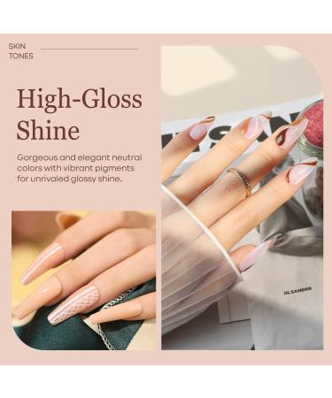 Modelones Gel Nail Polish -6 Colors Nude Pink Gel Polish Set Skin Tones Neutral Brown Soak Off Gel Nail Kit Manicure DIY Nail Art Salon Home Gift - Buy Online on SooperMarket.com