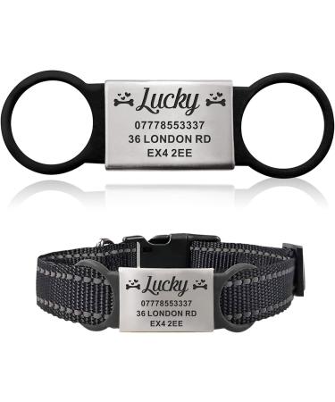 Dog Tag Personalised Dog Name Tag ID Tag for Pets Dogs Cats Engraved UK Slide On Collar Dog Tags 4 Colours Different Fonts Name Identity Tags(Black and Silver L) - Buy Online on SooperMarket.com
