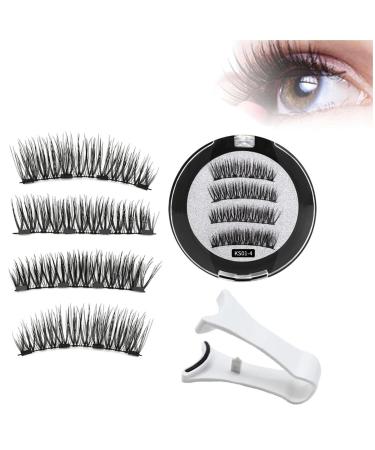 Magnetic Eyelashes Reusable Self-Adhesive Eyelashes with Applicator Natural Fluffy Curling Long Eyelashes 3D Effect Waterproof Fake Eyelash Set KS01-4