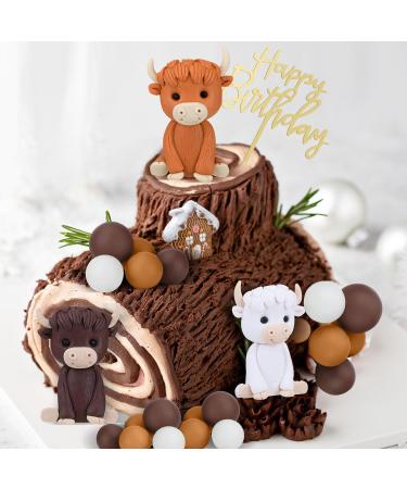 Kigley 25 Pcs Highland Cow Cake Toppers Highland Cow Figurine Foam Balls Mini Balloons Cake Toppers Acrylic Birthday Highland Cattle Cake Decoration for Highland Cow Farm Animal Birthday Party - Buy Online on SooperMarket.com