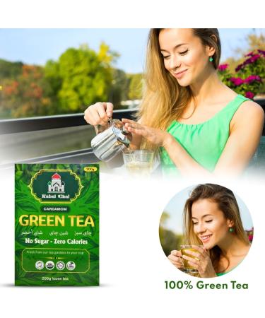 Kabul Chai 200 gram Loose Leaf Green Tea Cardamom Flavor Easy to Brew Pure Kabul Chai Clean Green Infusion & Smooth Grassy-Sweet Notes Loose Leaf Tea - Buy Online on SooperMarket.com