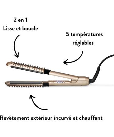 Demeliss XCurler 2-in-1 Professional Hair Smoothing & Curling Iron | Ceramic Plates 5 Temp Settings Long-Lasting Curls for All Hair Types - Buy Online on SooperMarket.com