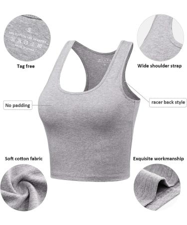 Women's Sports Crop Tank Tops 3-Pack - Racerback Workout Tanks for Running Yoga Gym - Black White Grey - Medium Size - Buy Online on SooperMarket.com
