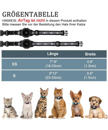 JiaraRui Reflective AirTag Cat Neck Band - Adjustable GPS Collar for Cats & Puppies - Black 7-9 inch - Buy Online on SooperMarket.com