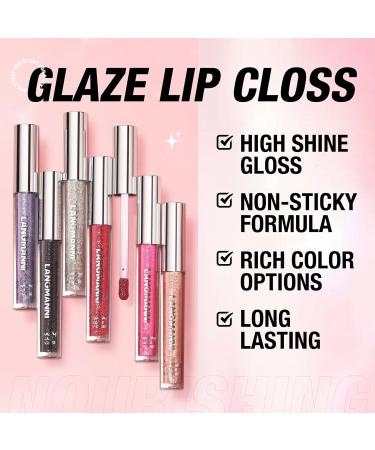 LANGMANNI 10 Colors High Shine Lipgloss Set - Diamond Gliter Shimmer Liquid Lipstick Kit for Girls - Buy Online on SooperMarket.com