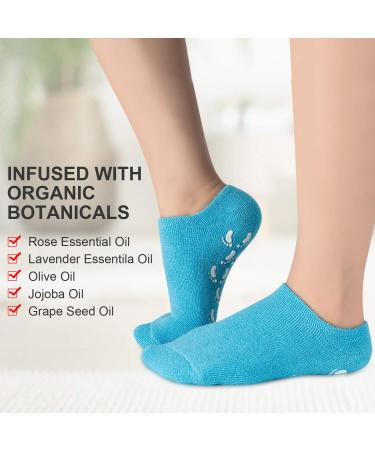 Moisturizing Gel Heel Spa Socks for Soft, Smooth Feet - Infused with Essential Oils - (Blue & Purple) - Women & Men - Buy Online on SooperMarket.com