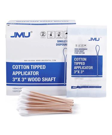 Medical Cotton Swabs JMU Cotton Swabs with Wooden Sticks 1000 Count 3 inch