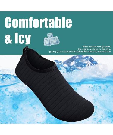 Metog Water Shoes Quick-Dry Aqua Socks Barefoot Slip-on for Beach Swim Yoga - Lit-stripe Black - Buy Online on SooperMarket.com