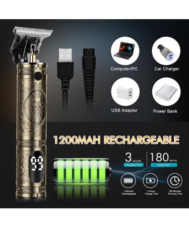 Professional T-Blade Cordless Hair Trimmer for Men - Zero Gap Electric Beard & Hair Clippers Kit with LCD Display - Rechargeable & Gold - Perfect Gifts for Men - Buy Online on SooperMarket.com