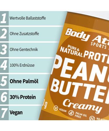 Body Attack Protein Peanut Butter 1kg - Vegan Natural Low Sugar 30% Protein Sea Salt - Healthy Snack Option - Buy Online on SooperMarket.com