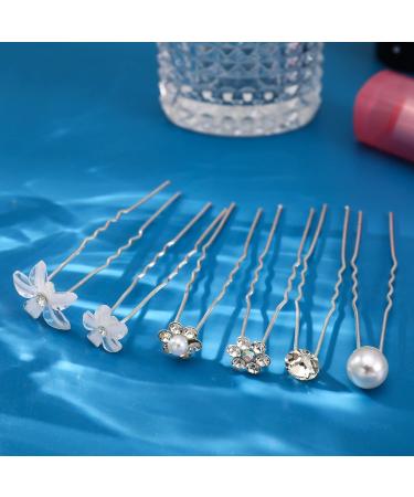AUXSOUL Bridal Hair Pins - Crystal Pearl U-Shaped Diamond Clips for Wedding - 30Pcs (6 Styles) - Buy Online on SooperMarket.com