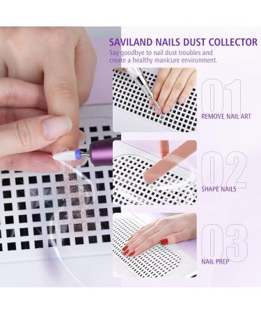 Saviland 80W Nail Dust Collector - Powerful Salon Dust Extractor with 2 Fans, 2 Bags, One Button Control for Acrylic, Dip Powder, Gel Polish - Purple - Buy Online on SooperMarket.com