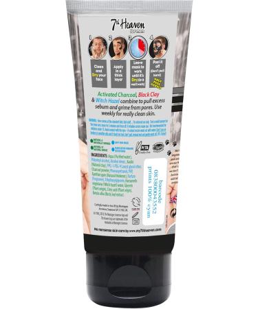 Montagne Jeunesse 7th Heaven Activated Charcoal Black Clay Peel Off Face Mask for Men Cleanse and Detoxify Lifts Away Grime Oil Control - Buy Online on SooperMarket.com