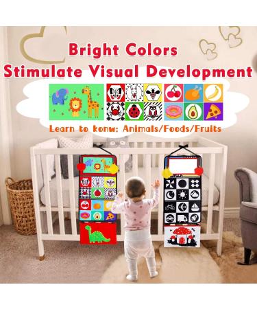 Lypsochaat Baby Mirror Toys with Crackling Bite Ring - Montessori Sensory Educational Toy for 0-6 Months - Foldable Black and White Baby Gift - Buy Online on SooperMarket.com