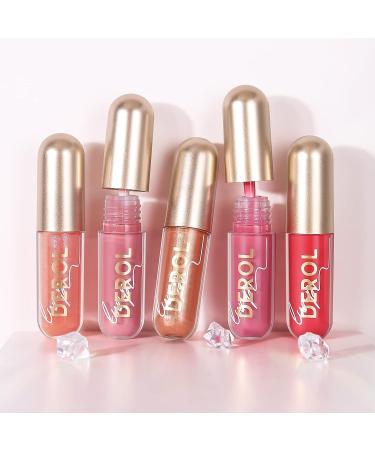 Skynest Derol Lip Plumper Gloss Set - 5pcs Tinted Lip Gloss with Glitter | Lip Care Serum for Moisturizing and Reducing Fine Lines - Buy Online on SooperMarket.com
