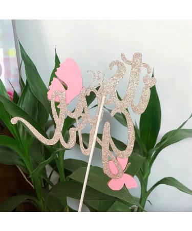Double Sided Rose Gold 'It's A Girl' with Butterfly Cake Topper - Pink Baby Shower Decor - Buy Online on SooperMarket.com