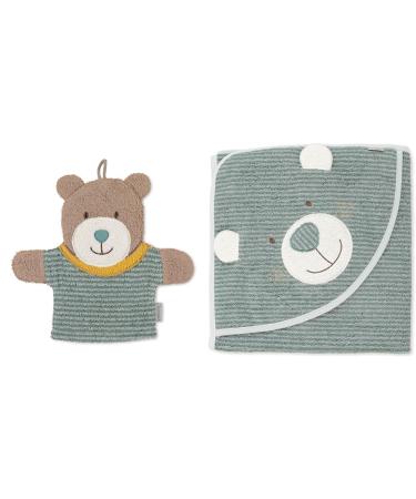Sterntaler game washing glove bear ben size: 22 x 24 cm medium green & hooded bathing towel bear ben age: from 0 months 100 x 100 cm cotton medium green bundle with a hooded bath