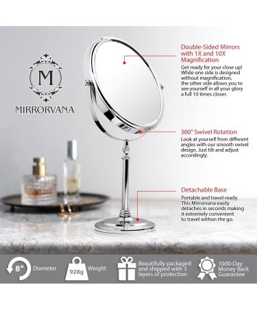 Mirrorvana Large Double Sided 10X and 1X Magnifying Makeup Mirror - 15 Height, 8 Wide with Stand - Gift Box Included - Buy Online on SooperMarket.com