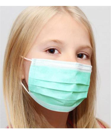 Kata 3-Ply Pleated Disposable Children's Face Masks - Green One Size Box of 50 - International Shipping Available - Buy Online on SooperMarket.com