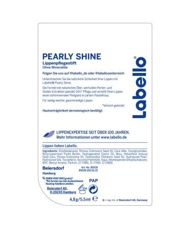 Labello Pearly Shine Lip Balm 4.8g - Shimmering Finish & Intensive Care | Mineral Oil-Free | International Shipping - Buy Online on SooperMarket.com