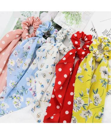 NAIHOD 10Pcs Floral Chiffon Hair Scarf Scrunchies - Women & Girls Elastic Hair Ties with Bowknot - Buy Online on SooperMarket.com