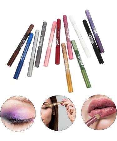 Baluue 12pcs Pearlescent Eyeshadow Pencil Eye Shadow Sticks Shimmer Eyeshadow Glitter Gel Makeup Powder 12.5X0.5cm Assorted Color - Buy Online on SooperMarket.com