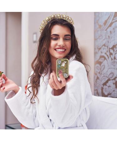 Lurrose Double Sided Vintage Handheld Makeup Mirror - Metal Cosmetic Mirror for Women - Buy Online on SooperMarket.com
