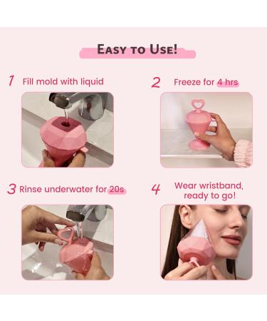 Rena Chris Diamond Ice Roller for Face - De-Puff Eye Bags & Massage Tool - Reusable Silicone Mold & Face Wash Wristband - Skin Care for Women (Pink - Buy Online on SooperMarket.com